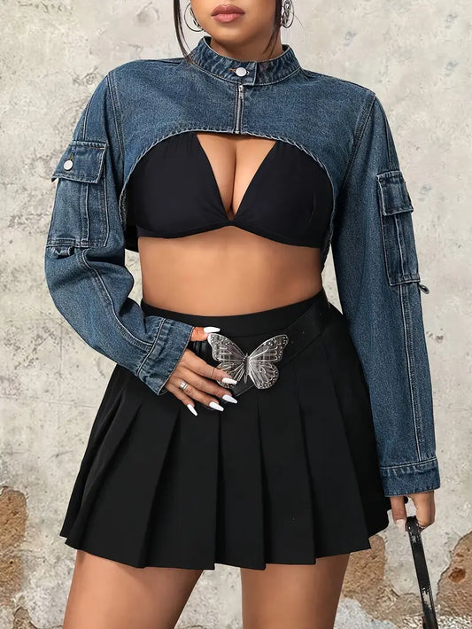 Roxy Super Cropped Plus Size Denim Jacket