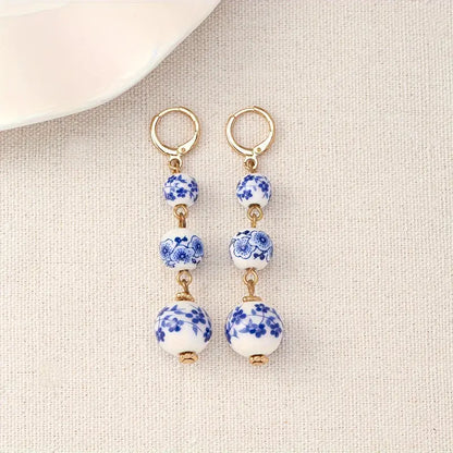 Vintage Porcelain-like Dangle Earrings