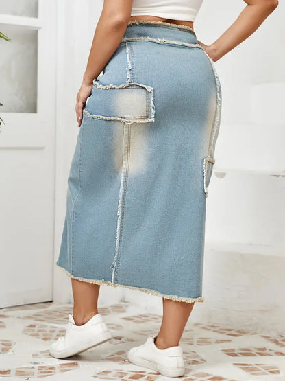 Emilie Plus Size High-Waist Denim Skirt