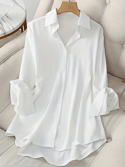 Samantha Plus Size Long White Shirt