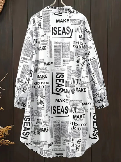 Melany Plus Size Newsprint Shirtdress