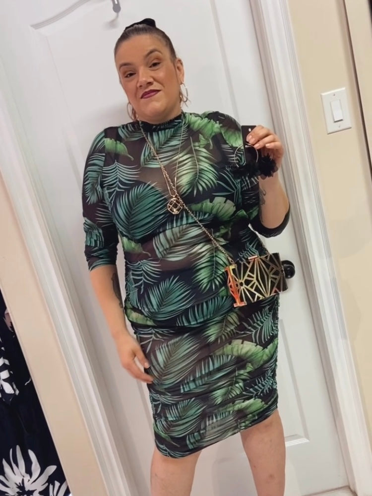 Leonie Semi-Sheer Tropical Dress