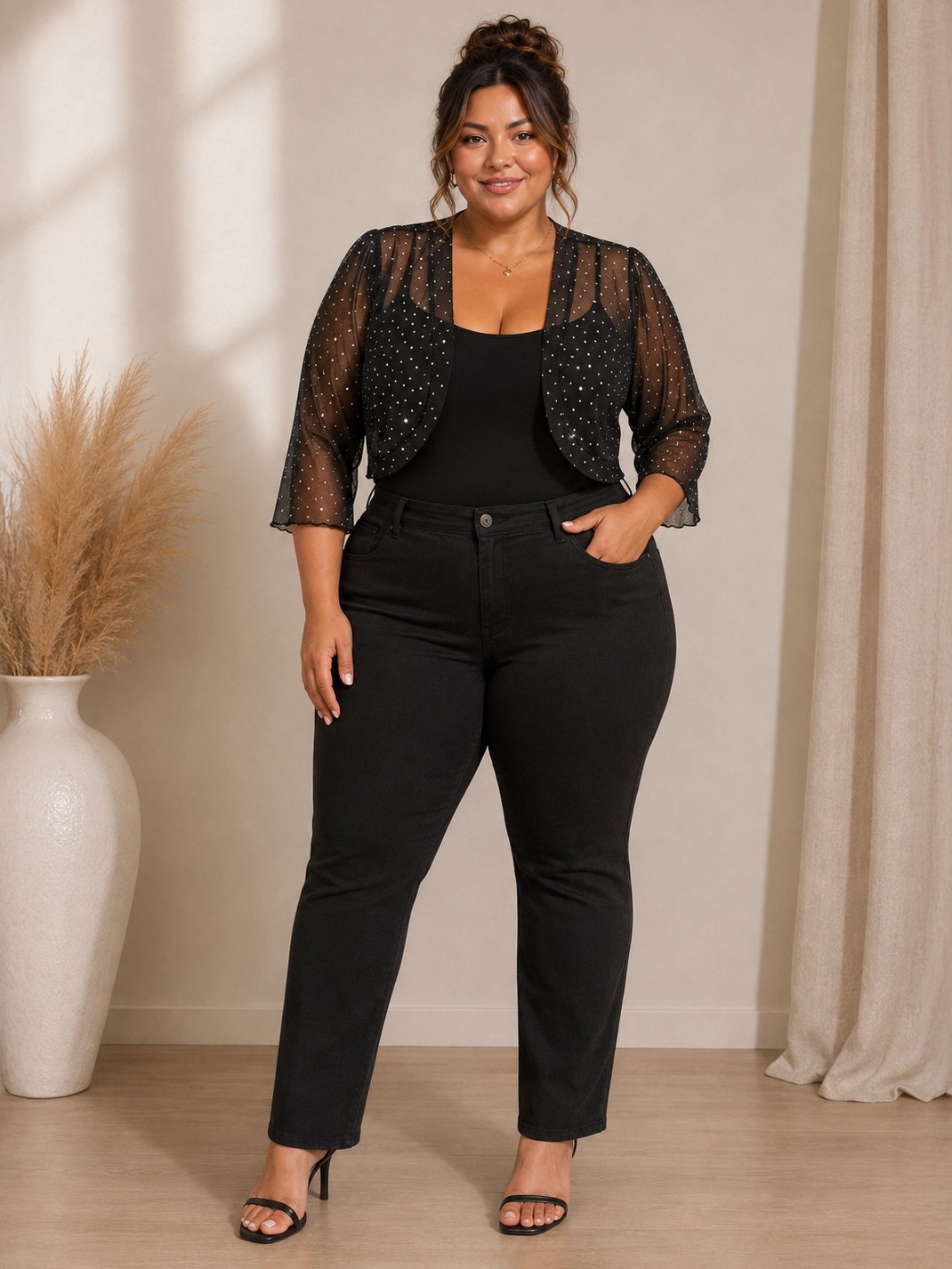 Sheer Cropped Plus Size Bolero