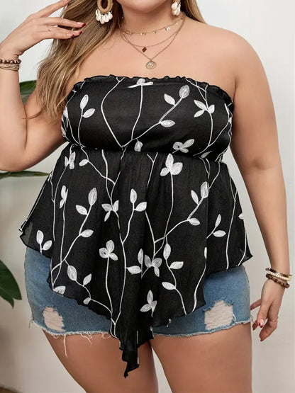 Evie Plus Size Tube Top in Floral Print