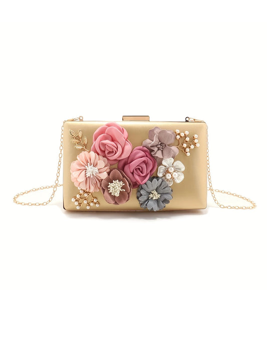 Elegant Floral Applique Clutch