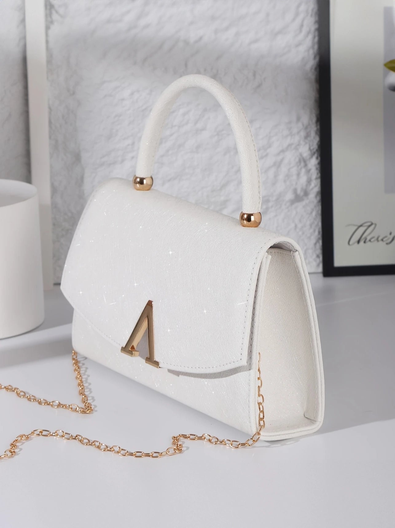 Evening Clutch White And Gold