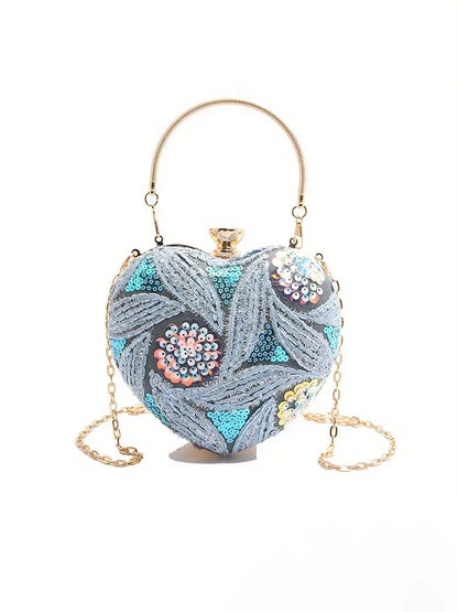 Sequin Heart Shaped Evening Bag