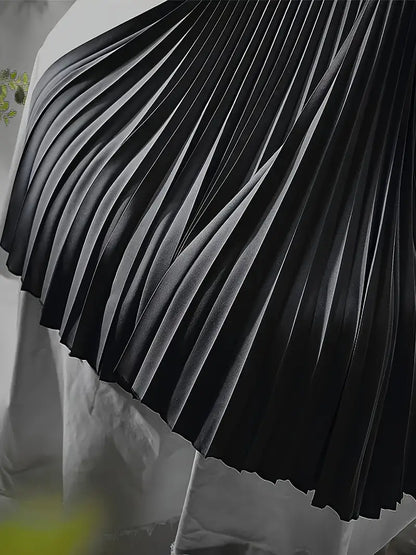 Noir A-line Pleated Plus Size Skirt