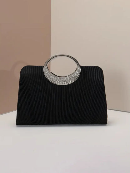 Elegant Evening Purse With Rhinestone Handle