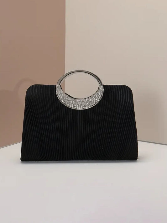 Elegant Evening Purse With Rhinestone Handle