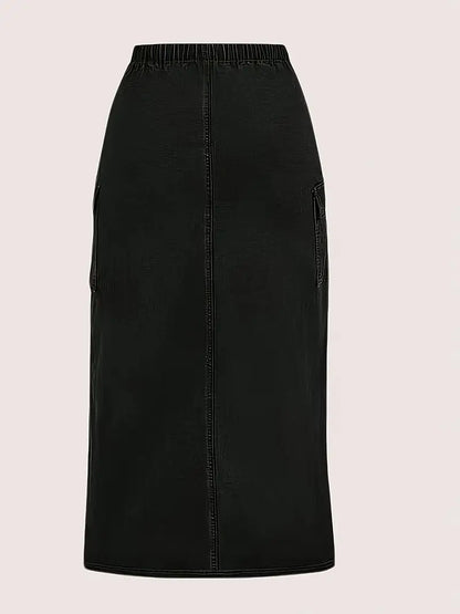 Seraphine Cargo Denim Plus Size Skirt