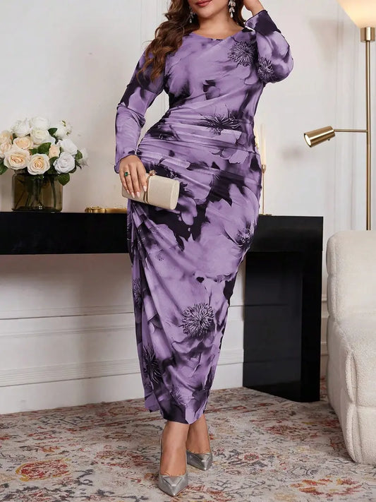 Calista Marble Print Plus Size Dress