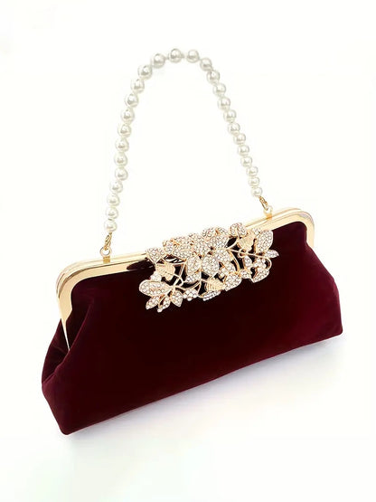 Elegant Evening Bag With Rhinestone Closure
