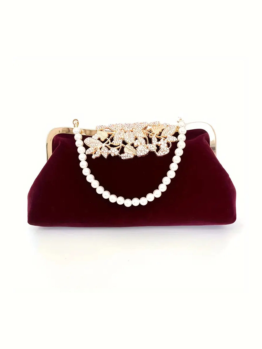 Elegant Evening Bag With Rhinestone Closure