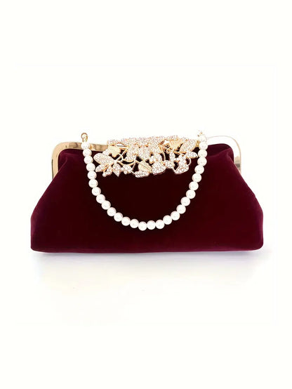 Elegant Evening Bag With Rhinestone Closure