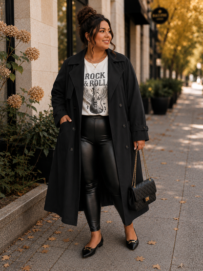 The Classic Plus Size Trench Coat in Black