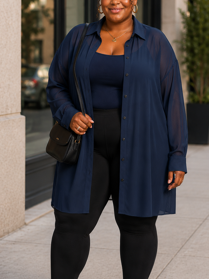 Nikki Sheer Plus Size Tunic Blouse