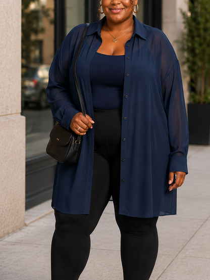 Nikki Sheer Plus Size Tunic Blouse