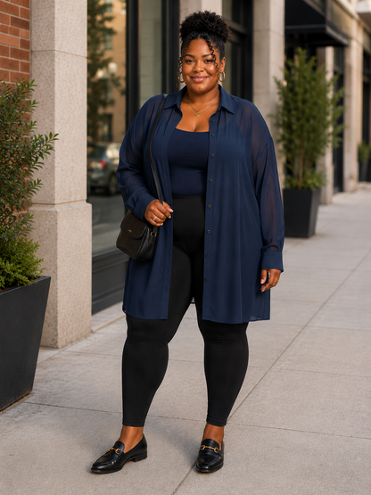 Nikki Sheer Plus Size Tunic Blouse