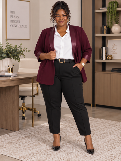 Nayeli Plus Size Blazer in Burgundy