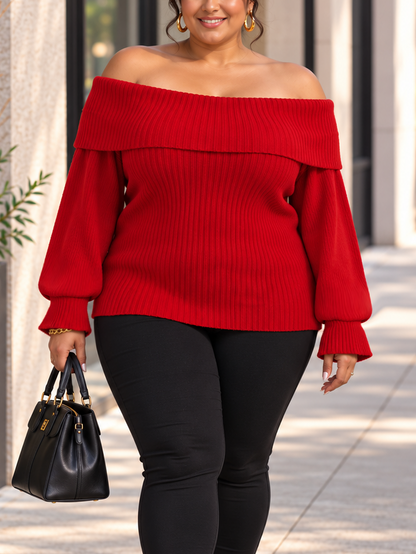 Isla Off Shoulder Plus Size Sweater