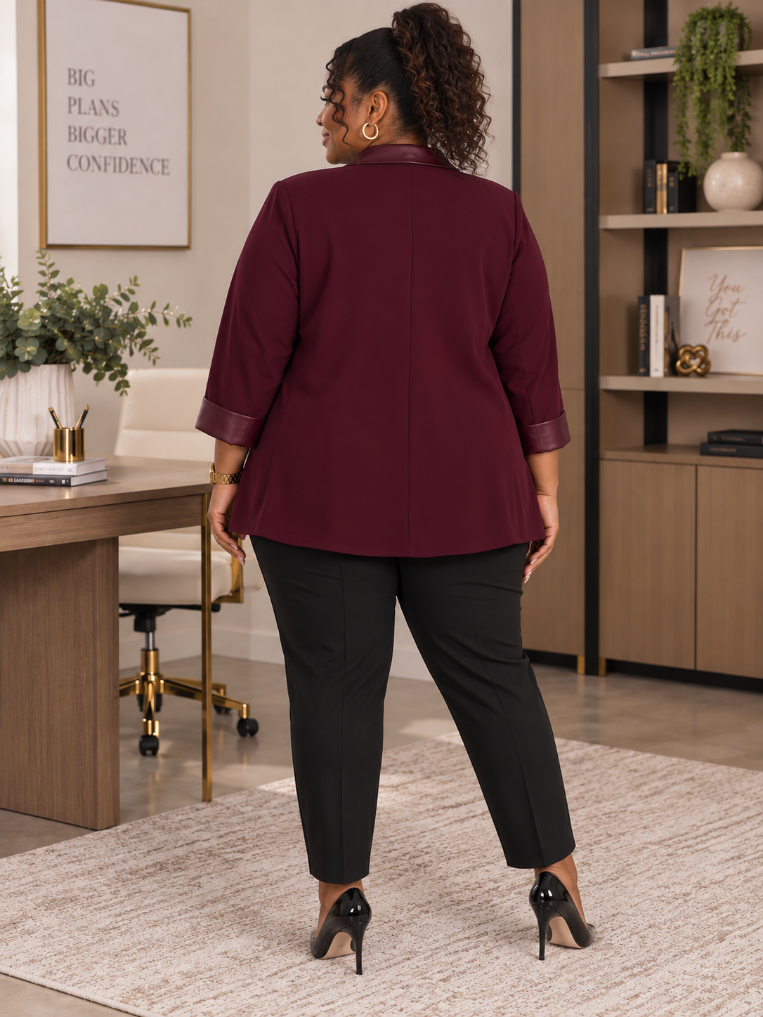 Nayeli Plus Size Blazer in Burgundy