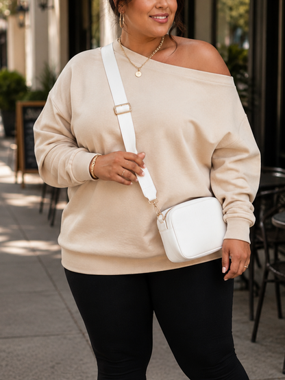 Vee Wide Neck Plus Size Sweater