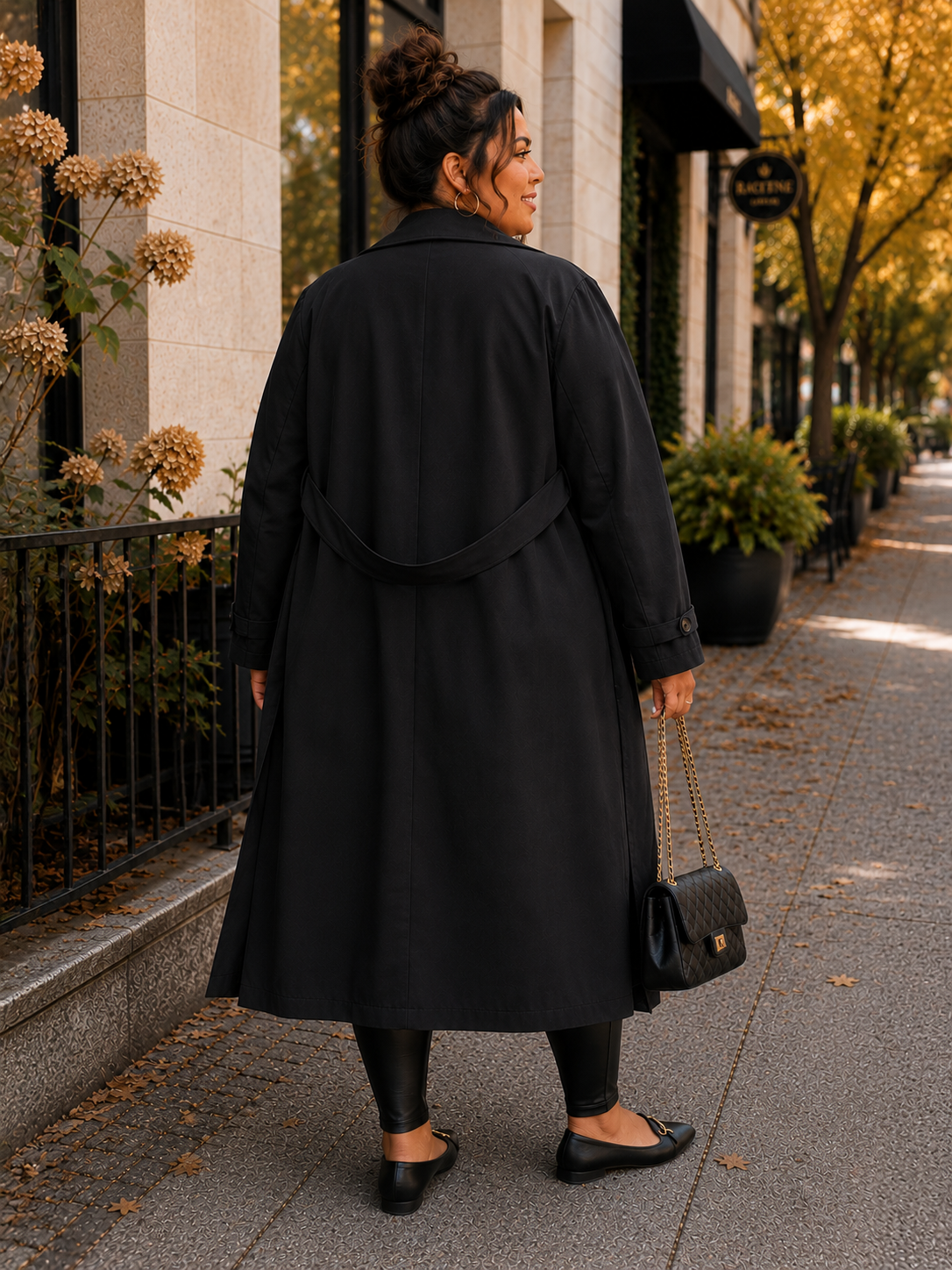 The Classic Plus Size Trench Coat in Black