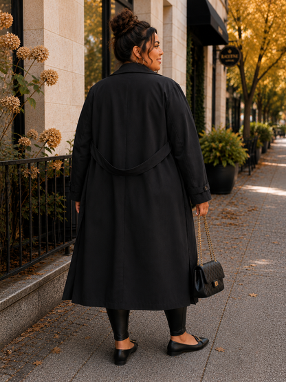 The Classic Plus Size Trench Coat in Black