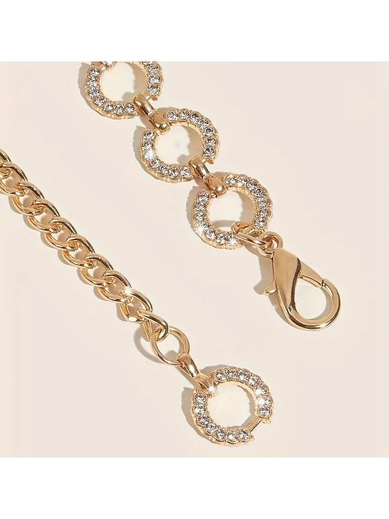 Plus Size Chain Belt with Rhinestone Discs