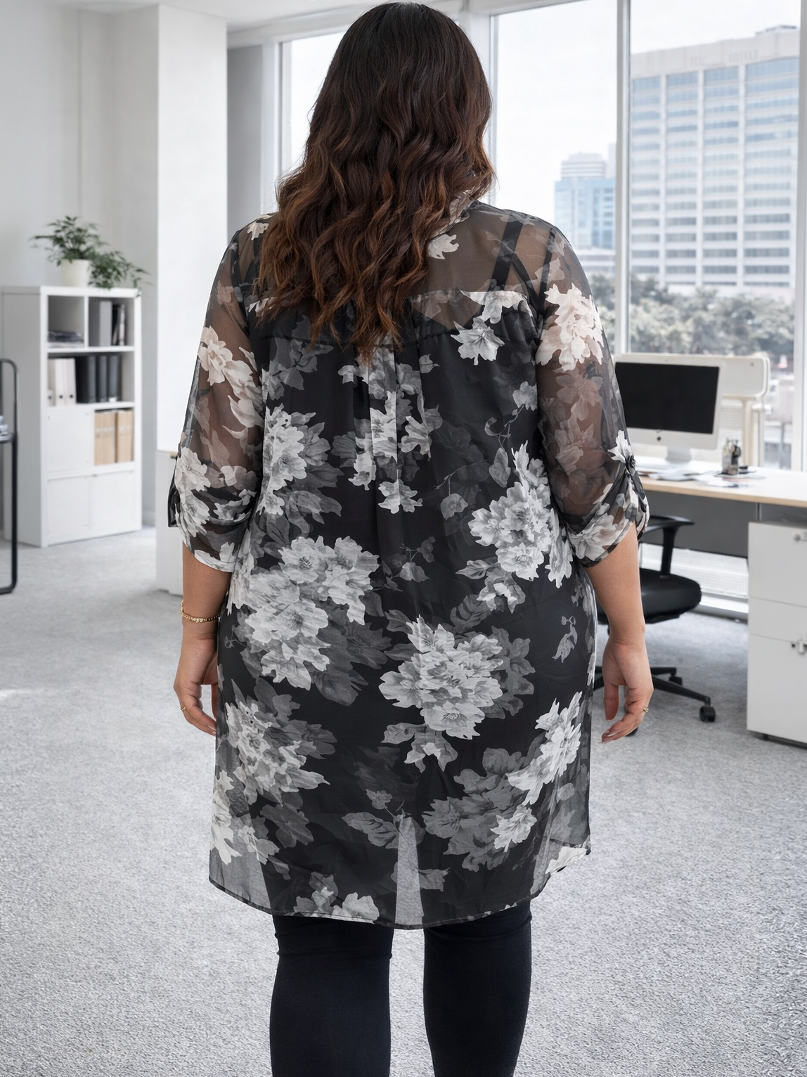 Alliah Floral Plus Size Tunic Blouse, plus size top, alternate view