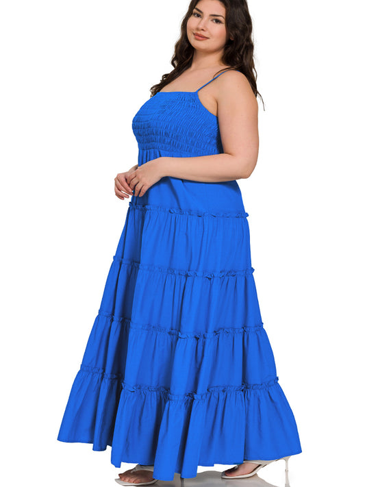 Alora Plus Size Maxi Dress in Ocean Blue, plus size dress, front view
