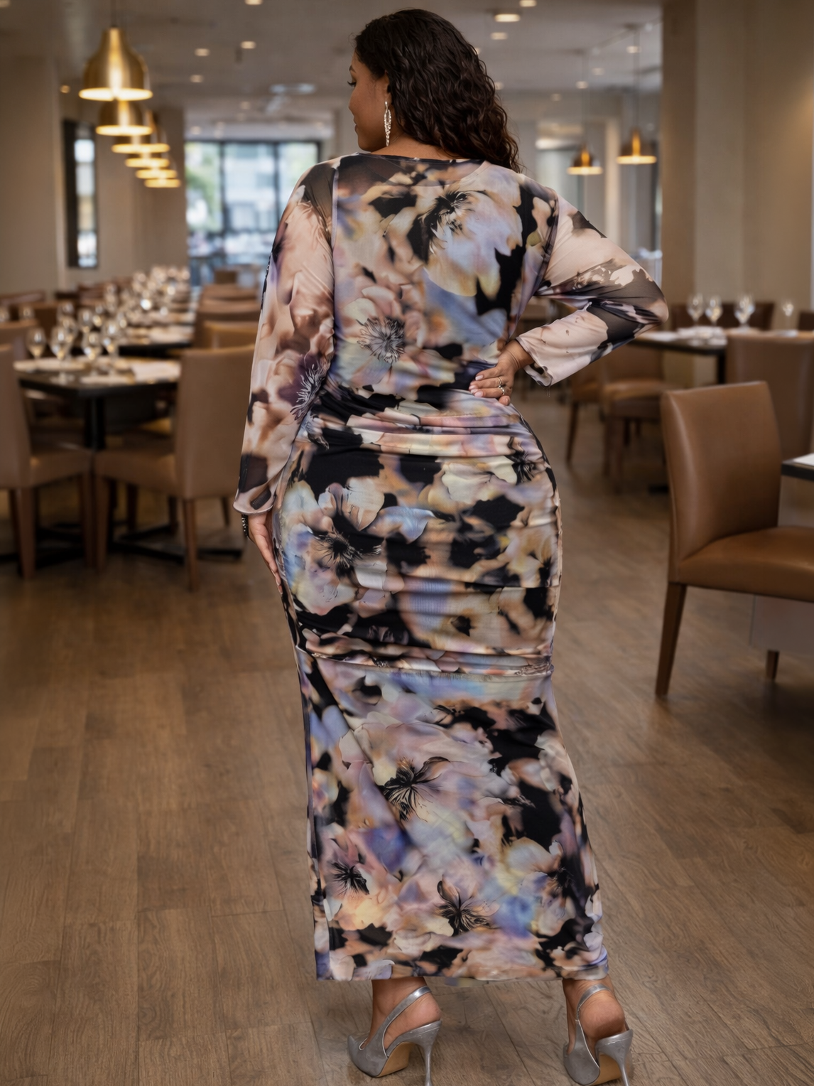 Amelia Printed Bodycon Plus Size Dress, plus size dress, alternate view