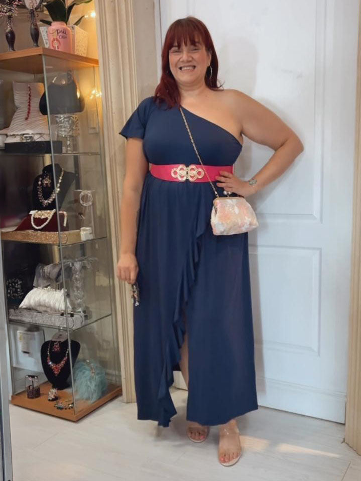 Amella One Shoulder Plus Size Dress, plus size dress, detail view