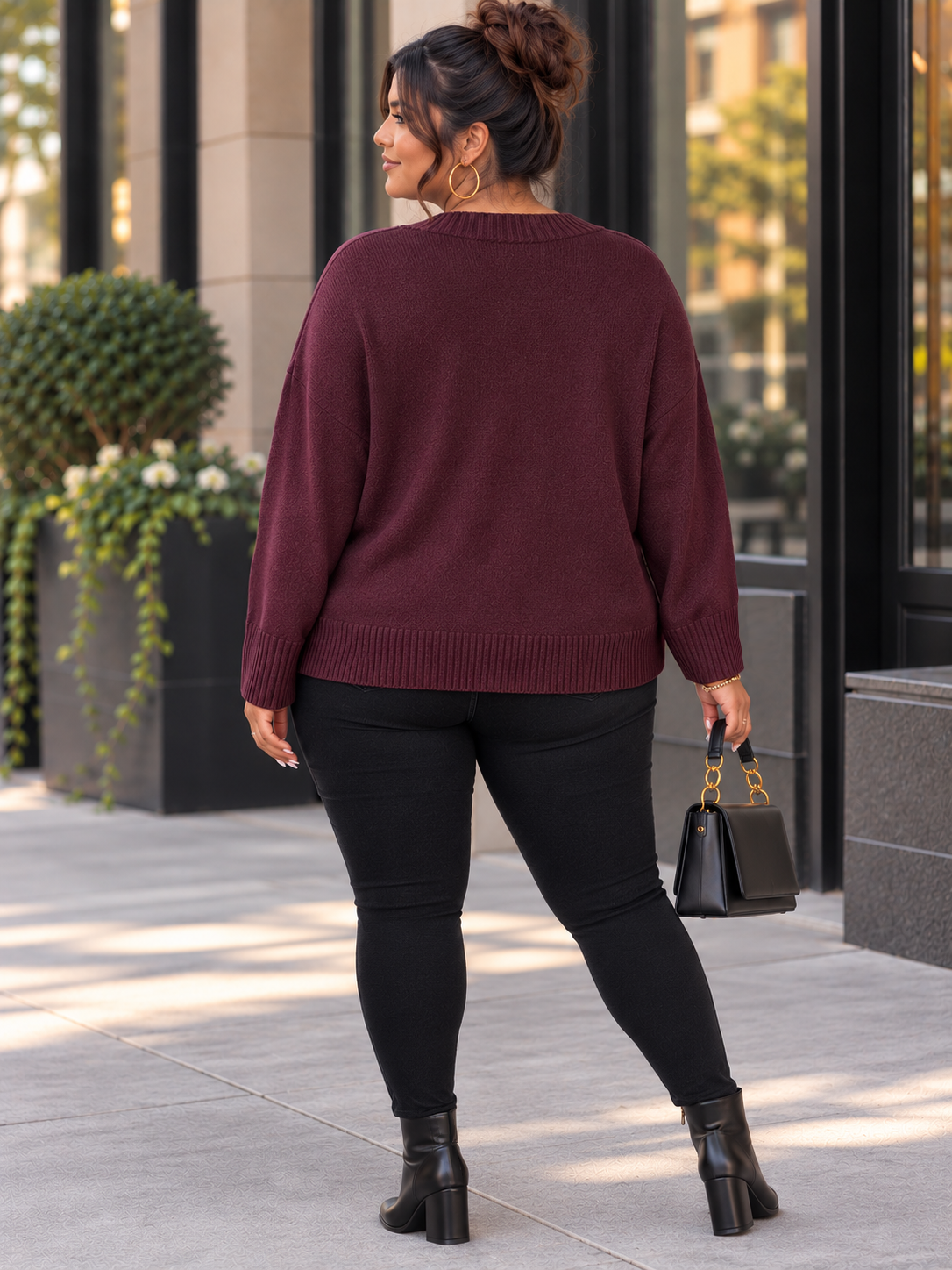 Autumn V-Neck Plus Size Sweater