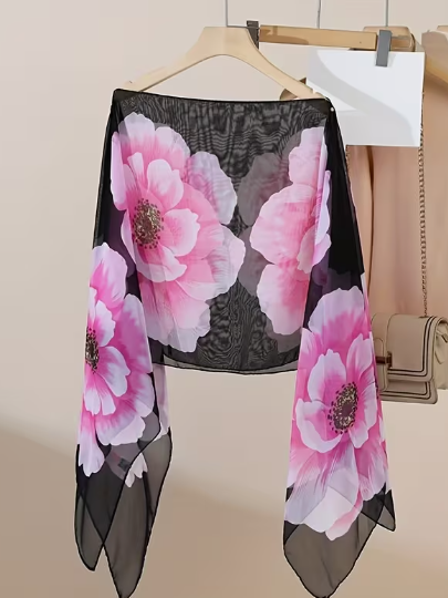 Bloom Floral Overlay Top in Black and Pink