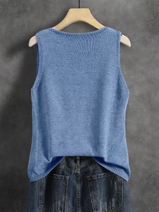 Blues Knitted Plus Size Tank Top