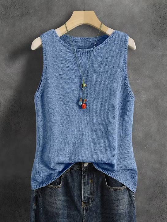 Blues Knitted Plus Size Tank Top