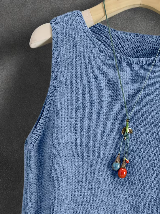 Blues Knitted Plus Size Tank Top