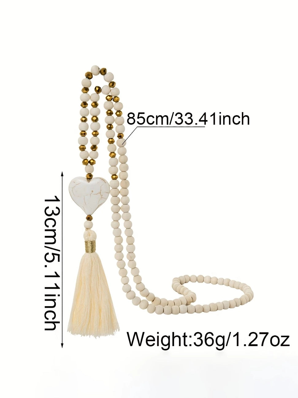 Bohemian Chic Beaded Heart Necklace, necklace, styled view