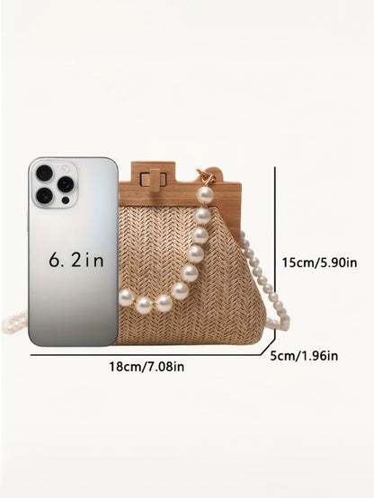 Chic Woven Pearl Detail Bag