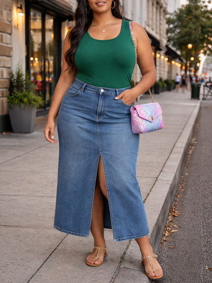 Amellia Perfect Plus Size Tank Top by Run Free by Vee in Green