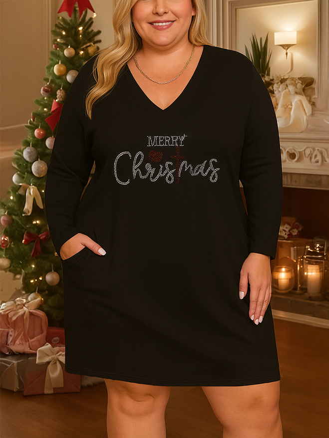Sparkling Christmas Lounge Plus Size Dress