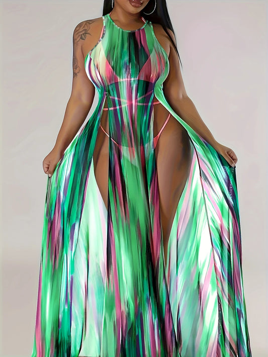 Cher Plus Size Cover Up in Green & pink