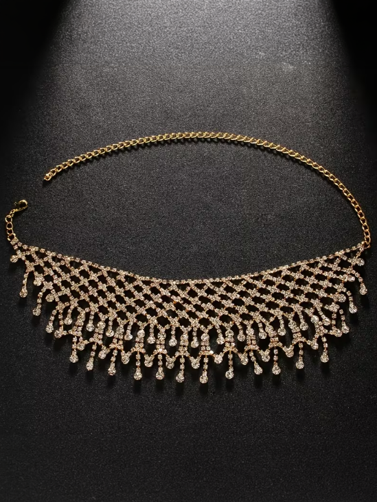 Crystal Cascade Choker in Gold