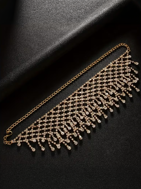 Crystal Cascade Choker in Gold