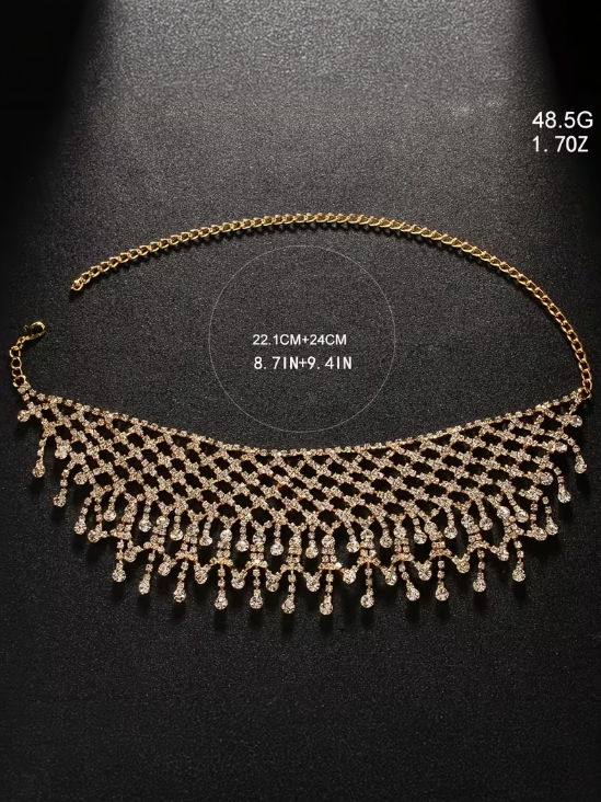 Crystal Cascade Choker in Gold