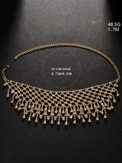 Crystal Cascade Choker in Gold