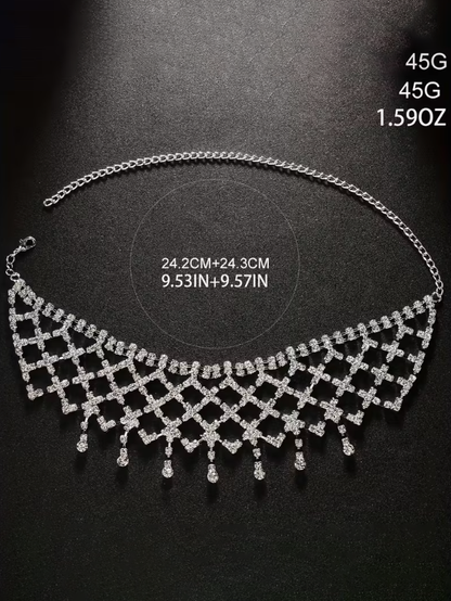 Crystal Cascade Choker, necklace, styled view