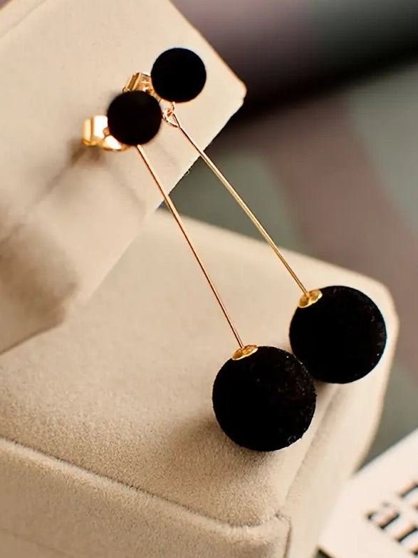 Double Sphere Dangle Earrings, earrings, front view